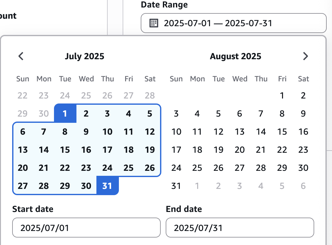 Filter the date range to July 2025.